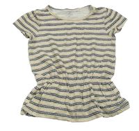 Šedo-zlato-bílá pruhovaná tunika se srdíčky Topolino