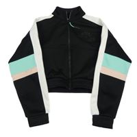 Čierno-bielo-tyrkysovo-ružová crop prepínaci mikina C&A