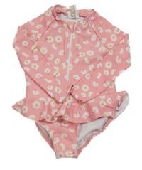 Růžový květovaný UV overal Shein