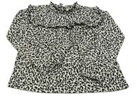 Smetanovo-černá tunika s leopardím vzorem a volánkem Next
