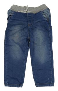 Tmavomodré teplákové rifle s úpletovým pasom Topomini