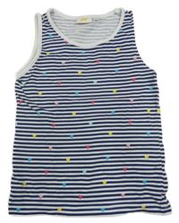 Bielo-tmavomodré pruhované tielko so srdiečkami Kids