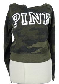 Dámska army crop mikina s logom zn. Pink