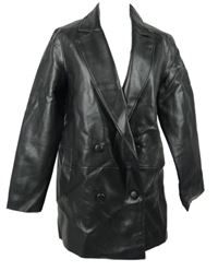 Dámský černý koženkový kabát Primark 