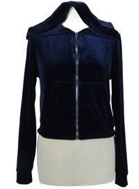 Dámská tmavomodrá sametová propínací crop mikina s kapucí Shein 