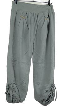 Dámske sivé culottes nohavice so stahováním
