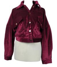 Dámska purpurová sametovo/manšestrová crop zateplená bunda PrettyLittle Thing