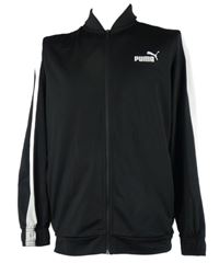 Pánská černá sportovní propínací mikina s pruhy Puma 