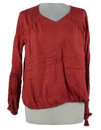 Dámska tmavočervená blúzka s rozšířenými rukávy Superdry