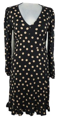 Dámske čierno-béžové bodkované šaty Roman