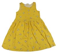 Žlté bavlnené šaty s kvietkami H&M