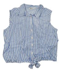 Modro-bílá pruhovaná crop halenka H&M