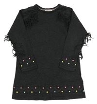 Antracitové pletené šaty s potlačou H&M