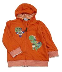 Oranžová ľahká prepínaci mikina s dinosaurom a kapucňou Just too cute