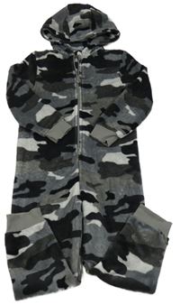 Sivá army chlpatá kombinéza s kapucňou zn. M&S