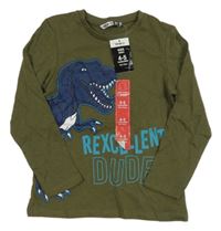 Nové - Khaki triko s dinem a nápisem Pep&Co