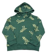 Tmavozelená mikina s dinosaurami a kapucňou H&M