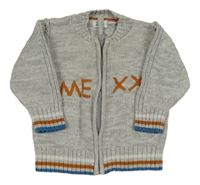 Svetlosivý prepínaci sveter s logom a prúžkami mexx