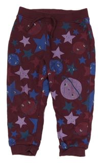 Vínové tepláky s hvězdami a planetami Primark