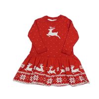 Červené pletené šaty s jeleňom George
