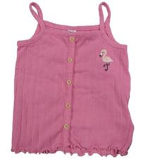 Ružový rebrovaný crop top s plameňákem Dopodopo