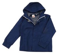 Tmavomodrá šusťáková nepromokavá bunda s kapucí Adidas