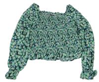 Černé květované crop triko Page one young