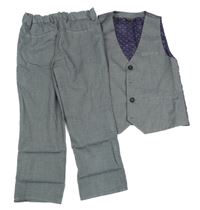 2 set - šedé společenské kalhoty + šedá vesta Next