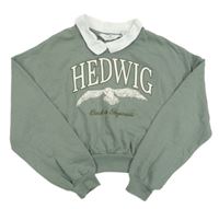 Khaki crop mikina s golierikom a Hedvikou H&M