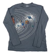 Šedé triko s planetami Crewcuts