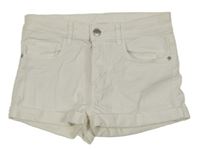 Biele elastické rifľové kraťasy H&M