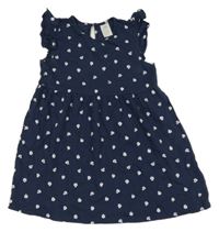 Tmavomodré bavlnené šaty s kvetinami H&M