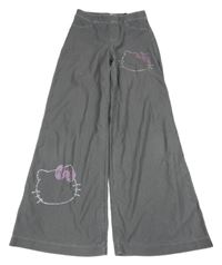 Šedé široké tregíny riflového vzhledu s Hello Kitty H&M