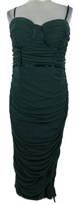 Dámske tmavozelené sieťované spoločenské šaty Shein