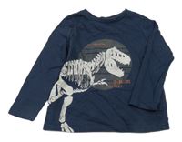 Tmavomodré tričko s dinosaurom Vertbaudet