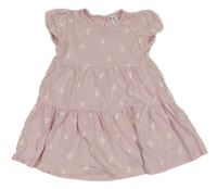 Ružové bavlnené šaty s koníky a volánikmi Topomini