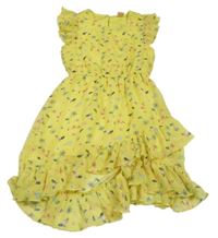 Žlté šifónové šaty s kvetinami a zvířaty Kiki&Koko