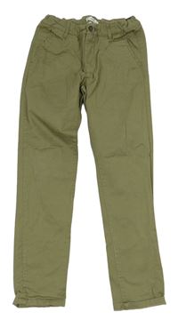 Khaki plátěné chino kalhoty Mango