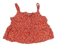 Červený kvietkovany peplum crop top s mašlou zn. Next