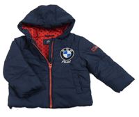 Tmavomodrá šušťáková zateplená bunda s nášivkou a kapucí - BMW Rebel