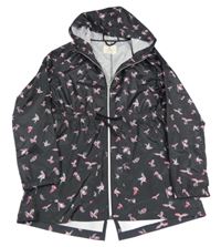 Čierna šušťáková ľahká parka s vtáčky a kapucňou Primark