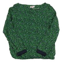 Zeleno-tmavomodré vzorované triko 