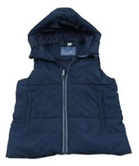 Tmavomodrá šušťáková zateplená vesta s kapucňou Yigga