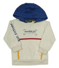 Smetanovo-tmavomodrá mikina s nápisom a kapucňou Primark