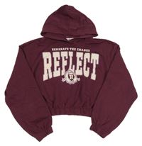 Vínová crop mikina s nápisem a kapucí H&M