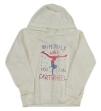 Bílá mikina s potiskem a kapucí