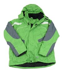 Zeleno-šedo-bílá šusťáková lyžařská bunda s kapucí Alive