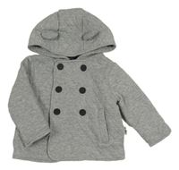 Šedá prošívaná propínací mikina s kapucí Baker