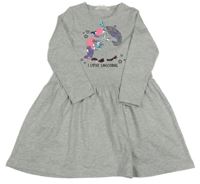 Svetlosivé bavlnené šaty s překlápěcími flitre H&M