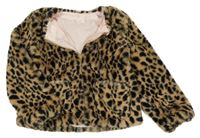 Hnedo-čierna leopardí kožušinová podšitá bunda H&M